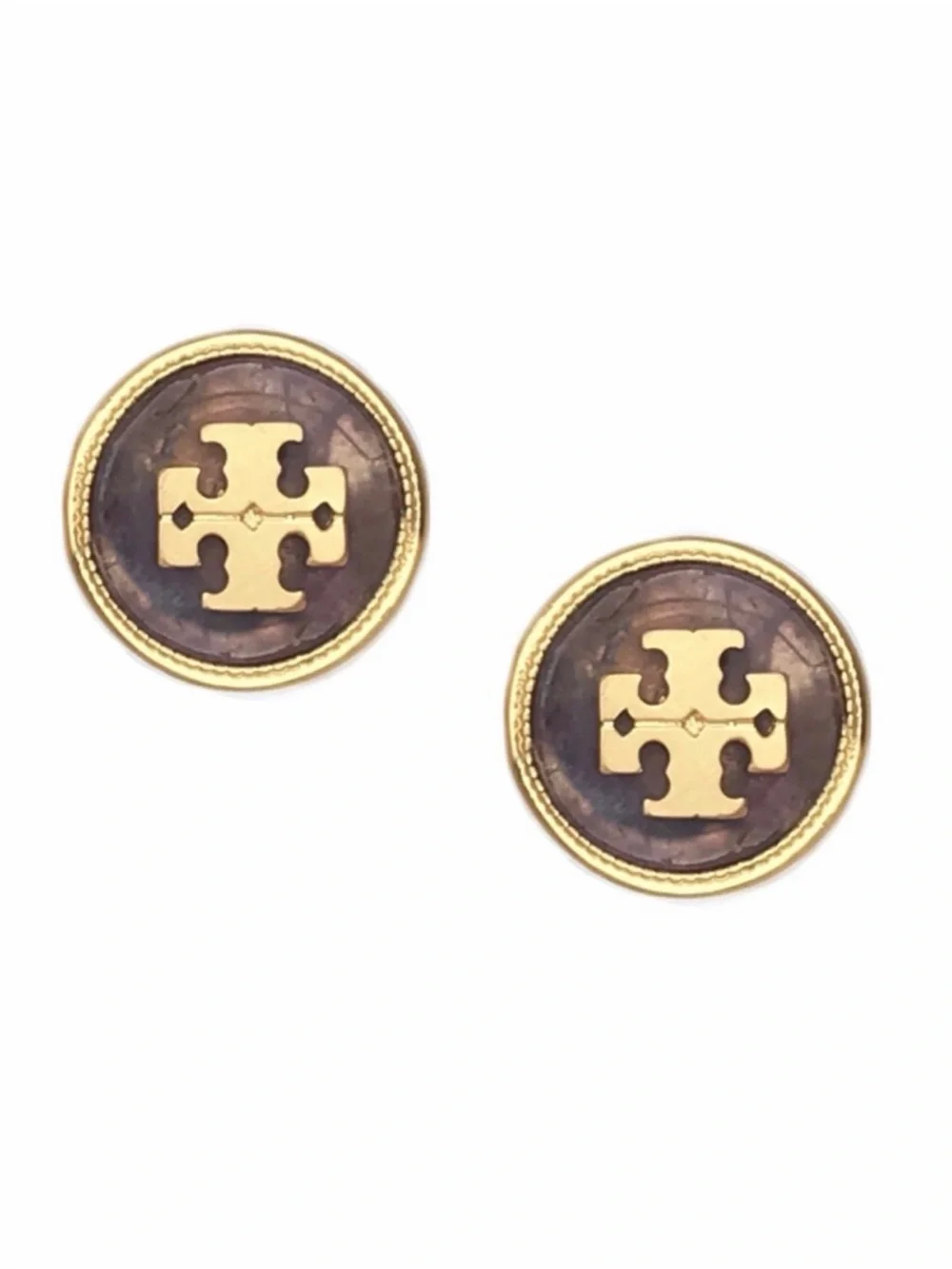 TORY BURCH • Purple Stone Semiprecious Logo Earrings